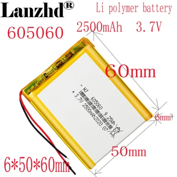 1-10tk 3.7 V Lithium polymer 2500mAh 605060 Pehme pakett aku Power Bank Bluetooth-Kõlarid Tablett DVD-aku