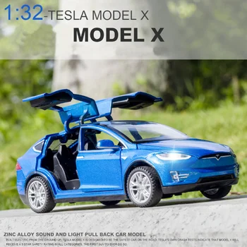 1:32 Tesla MODELX MODEL3 MUDELID Sulamist Auto Mudel Diecasts & Mänguasi Sõidukite Tõmmake Heli Auto Lastele Kingitusi Poiss Mänguasi