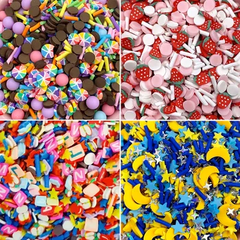 100g Segatud Polymer Clay Sprinkles Sooja Pehme Keraamika Viilud Kuu Star Strawberry Candy DIY Nail Art Decor Lima Filler Tarvikud