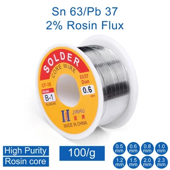 100g Solder Wire 63/37 Tina Plii 1.2 mm 2.0 mm 0.5 mm 0.6 0.8 mm mm 1,0 mm Rosin Core Elektriseadmete remont, IC remont