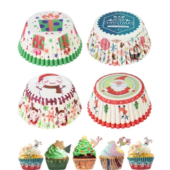 100tk Jõulud Cupcake Paberi Cups Muffin Cupcake Vooderdus Merry Christmas Cake Hallituse Küpsetamine Tassi Kodus Jõule Kook Dekoratsioonid