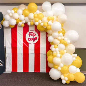 106pcs DIY Kollane Valge Ballon Vanik Arch komplekt 1. Sünnipäeva Päikest Sidruni Daisy Meemesilaste Popkorni Pool Taustaks Teenetemärgi