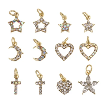 10Pc Rippuvad Küünte Kive Luksuslik Diamond Nail Art Kaunistused,Moon/Star/Rist/Süda Disain 3D Küünte Võlusid Kalliskivid