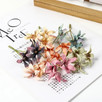 10TK 3-Piik Faux Orhidee Silk Võltsitud Lilled DIY Home Decor Pulm Teenetemärgi Partei Aed Kokkulepe jõulukaunistused