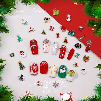 10tk 3D Christmas Nail Art Teenetemärgi Santa lumehelves Metalli Sulam Rhinestone Küünte ehted Võlusid DIY Nail Art Lisatarvikud