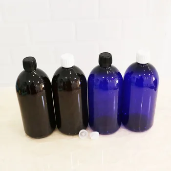 10tk/palju 1000ml DIY Amber PET-Plastist Pudel, Must/valge Kruvi Anti-Varguse Kate, 1L Sinine Suur eeterlik Õli, Kreem Pudel