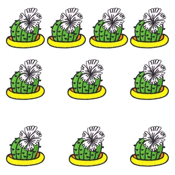 10TK Raud Applique Cactus Lill Plaastrid Riided Pääsme Kampsun Tikitud Plaastrid Hot Melt Adhesive Riided Plaaster
