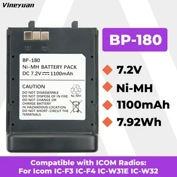 1100mAh BP-173 BP-180 NI-MH Aku jaoks ICOM C-F3, IC-F4 IC-W31E IC-W32 IC-W32A IC-W32E IC-Z1 IC-Z1A Raadiod