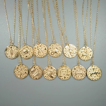 12 Tähtkuju tähtkuju Figuriin Mündi Kaelakee 925 Sterling Hõbe Horoskoope Naiste Ehted Gold Medal Kaelakee Naised