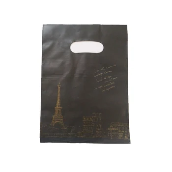 15*20CM 100tk Eiffeli Torn Disain Must plastik kingikoti kasuks ehted boutique kingitused pakendamise kotid armas plastikust kotid, käekotid jms tooted