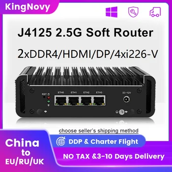 2,5 G Ruuter Celeron J4125 4x Intel i226-V 2500M LAN 2xDDR4 HDMI1.4 DP1.2 Fanless Mini PC VPN Server OPNsense Tulemüüri Seadme
