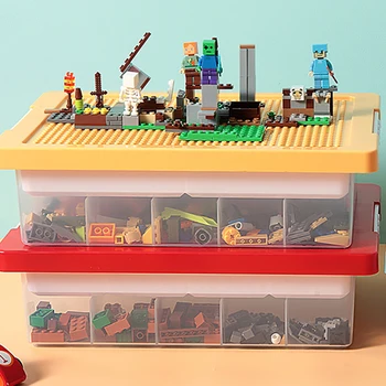 2-Kihti Lego ehitusplokk Mahutid Klassifikatsioon Sorteerimis-Karp Koos Kaanega Mänguasi Korraldaja Paksenema Plastikust BPA Vaba