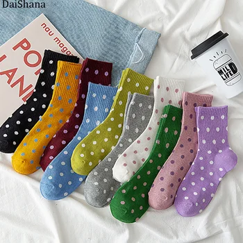 2019 Mood Värvikas Dots Puuvillased Sokid Õnnelik Sokid Isiksuse Tõusulaine Brändi Harajuku Vabaaja Sokk Naiste Paar Meias Tüdrukute Sokid