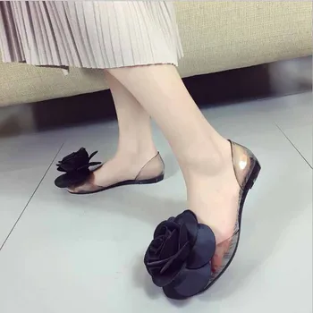 2019 õõnes sandaalid PVC naiste kingad pikad sweet ladies madalas suu suured retro kingad suvel stiil