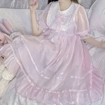 2020. aasta Uus Suvine tee pool Jaapani Tüdruk Lolita Doll Krae Vibu Vöökoht Kallistamine magus lolita Kleit woemn lolita princess kleit