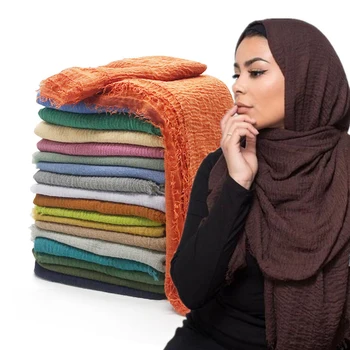 2021 Moslemi Naiste Mood Crinkle Hijab Sall Pehme Tahke aine Sallid Pea Turban Suurrätikud ja Wrapid Hijab femme musulman kopftuch