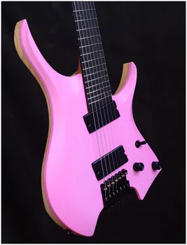 2022 Fanned frets 7 Stringid Peata Electric Guitar Roosa värvi 5-kihiline Röstitud Vaher Kaela Ergonoomiline Ebony