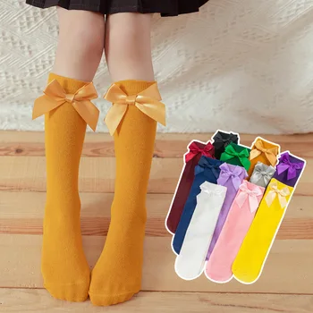 2023 Uus Tüdrukute Põlve Kõrge Sokid Vibude Candy Värvi Puuvill on Hingav Sukad Printsess Sokid Kooli Tumesinine Sokid