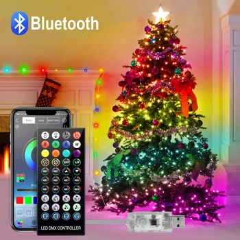 20M RGB USB-Haldjas Tuled String Jõulud LED Vanik Xmas Tree 2023 Uut Aastat, Pulmi Väljas Magamistuba Teenetemärgi