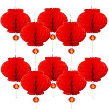 20pcs 8 Tollise Läbimõõduga 20cm Traditsiooniline Hiina Punane Latern 2023 Hiina Uue Aasta Kaunistused Ripuvad Paberile Laterna Festival