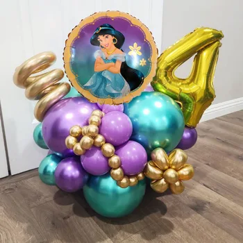 22pcs/Komplekt Disney Printsess Jasmine Foolium Õhupalli 16inch Number Õhupallid Sünnipäeva Baby Shower Isikule Teenetemärgi Asjade Tüdruk Kingitused