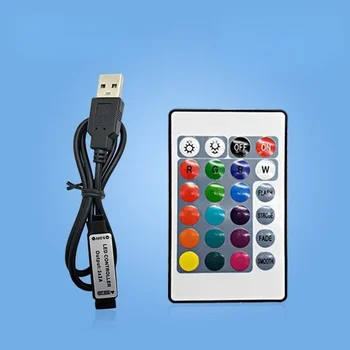 24 Võtmed LED RGB Kontroller LED riba Riba 5V USB IR Infrapuna ja RF Traadita Kaugjuhtimispult Dimm Dimmer Lüliti