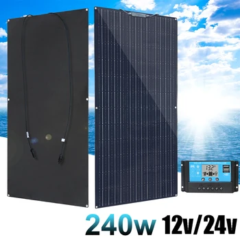 240w 200w päikese paneel komplekt, täielik 12v 24v aku monokristallilised placa päikeseenergia süsteemi kodus auto, paadi, haagissuvila RV veekindel