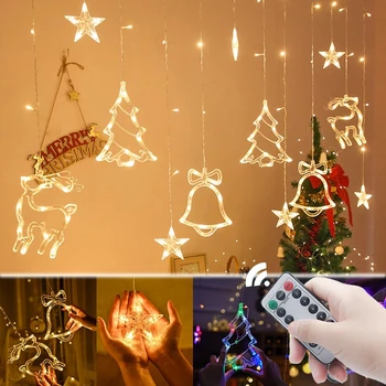 3.2 M, LED Jõulud Tuled Star Hirv Kellad Puu Vanik Haldjas Kardin String Valgust, 2022 Uus-Aasta Pidu Pulmad Decor Puhkus
