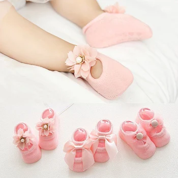 3 Paari/Set Pits Lille Baby Tüdrukud Sokid Väikelapse Puuvill Anti-Slip Lapsed Korrus SockSpring Suvel Tüdrukud Kingitus sokken 0-3year NBB0338