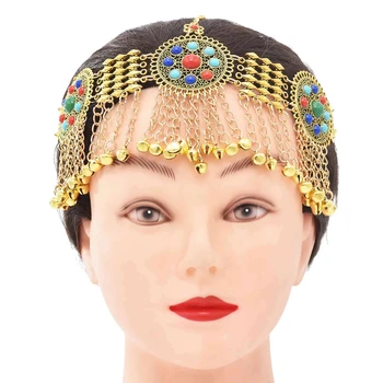 3 Stiilid Vintage Etnilise Üksuse Kette Kuld, Hõbe Bell Värvikas Rant Headddress Mustlane Tribal Afganistani Kleit Headpiece India Ehted