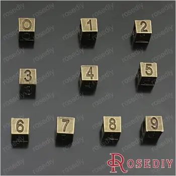 30PCS 7x7MM,ava 4,5 MM Antiik-Pronks, tsingisulam Suur auk beads Cube araabia numbrid Ehete valmistamise Tarvikud Diy Tarvikud