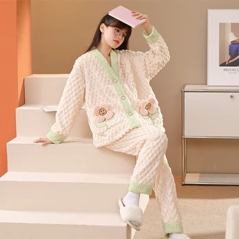 320g flannelette paksenenud kõrge kvaliteediga lapp termilise 200kg pidžaamad võib kanda naiste sügisel ja talvel