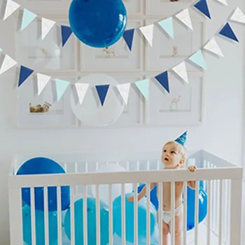 3M Mitmevärviline Roosa Sinine Paber Kolmnurk Vanik Bännerid Kardin Tüdruk Poiss Baby Shower Sünnipäeva Rippuvad Ruumi Kaunistamiseks