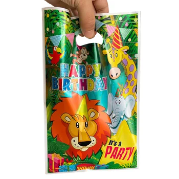 40pcs Maiuspalad Kotid Džungel Lion King Sünnipäeva Plastikust Kommi Kott Safari Teema Teenetemärgi Kaelkirjak Ahv Tarvikud