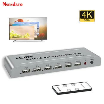 4K 60Hz 30Hz HDMI KVM Switcher 4X1 USB Klaviatuuri ja Hiire Lüliti 4 In 1 Out HDMI KVM Switch for PC Arvuti TV HDTV Projektoriga