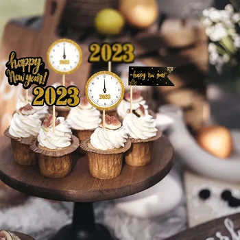 4tk 2023 Koogikarpides Torukübar Uus Aasta Hambaork Partei Teenetemärgi Asjade Cake Toppers Jõulud Kook Decor