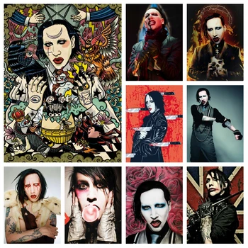 5D Staar Marilyn Manson Diamond Kunsti Maali Komplektid Rock Muusika Laulja ristpistes Tikand Pilt Seina Art Mosaiik Magamistuba Decor