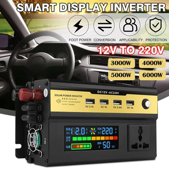 6000W Car Power Inverter DC 12V AC 220V Trafo koos USB Universaalne Pesa Laadija LCD Ekraan Modified Sine Wave Inverter