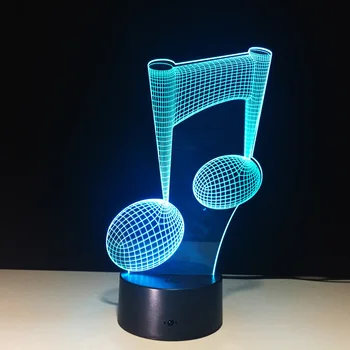 7 Värvi Muuta LED Lamp 3D Muusika Märkus Öö Valguses Muusikaline Tähele, Instrument, Valguse Luminaria Home Decor USB LED Muusikasõpradele Kingitus