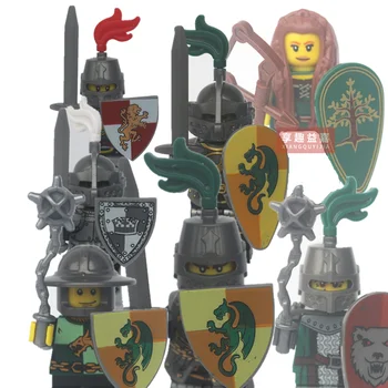 8PCS Castle Royal King ' s Rüütel Spartacus Rooma Keskaegse Vanus Sõdurid Red Lion arvandmed Ühilduv ehitusplokid lapsed mänguasjad