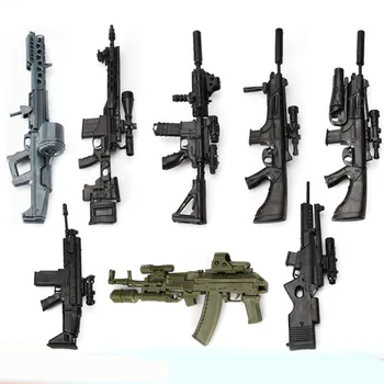 8pcs/set 1:6 Relva Mudeli Teise Põlvkonna Kokkupanek Tulirelvade MG62 kuulipilduja AK74 Püss HK416 Submachine Klassikaline Koguda Mänguasi