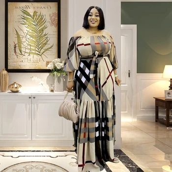 Aafrika Kleidid Naistele, 2022 Uus Moslemi Vaadata Muster Square Kaela Boubou Rüü Traditsiooniline Maxi Riided Nigeeria Pikad Varrukad