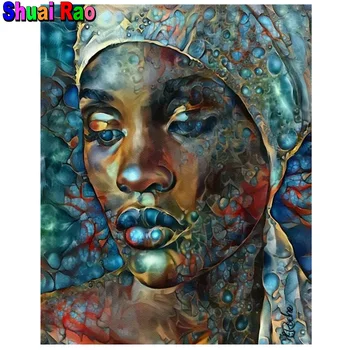 Abstraktne grafiti, Aafrika naine Diy Diamond Maali 2022 Uus Täis ruut&ring Diamond Tikandid Mosaiik ristpistes Komplektid