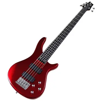 Aktiivne 4 strings electric Bass Kitarr 43 Tolline Bass Kitarr kõrgläikega Viimistlus Tahke Pärn Keha Metallik Punane EQ