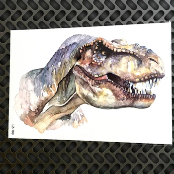 Akvarell Jurassic Dinosaurus Ajutine Tätoveering Kleebised Naiste Keha Käe Kunsti Maali Türannosaurus Rex Veekindel Võltsitud Tattoo Mehed