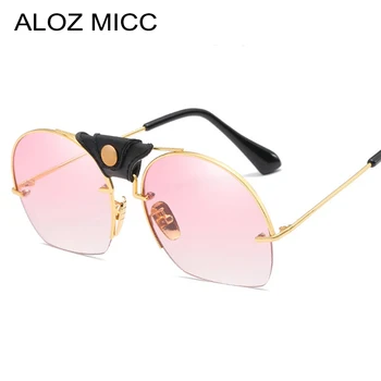 ALOZ MCC Semi-Rimless Ring Päikeseprillid Naistele Brändi Disainer Liiga Mood päikeseprillid naistele, Oculos UV400 Q586