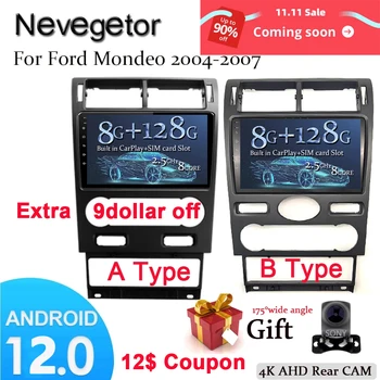 Android 12.0 Auto Raadio-Multimeedia-Video-Player Ford Mondeo 3 2000-2007 GPS Serero Carplay 6G 128G Nr 2 Din Raadio 9