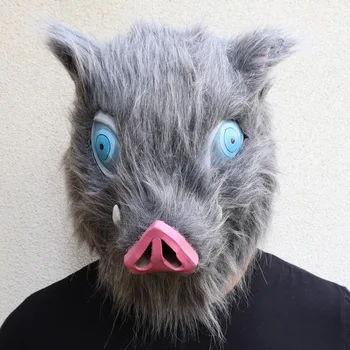 Anime Demon Slayer Cosplay Mask Hashibira Inosuke Palus Siga Pea Mask Kiiver Halloween Pool Rekvisiidid