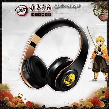 Anime Demon Slayer Kimetsu no Yaiba Agatsuma Zenitsu Cosplay Bluetooth Stereo Kokkupandav Peakomplekt Kaasaskantavad Juhtmeta Kõrvaklapid Prop