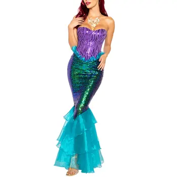 Anime Seksikas Merineitsi Ariel Printsess Täiskasvanud Naiste Kostüümid Halloween Merineitsi Maskeraad Vormirõivad, Kleit Up Väljamõeldud Litrid Ruffle Kleit